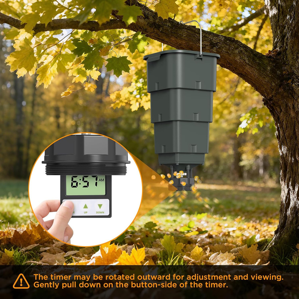 5 Gal Hanging Deer Feeder – Automatic Game Feeder with Digital Timer, 4 Feed Tim