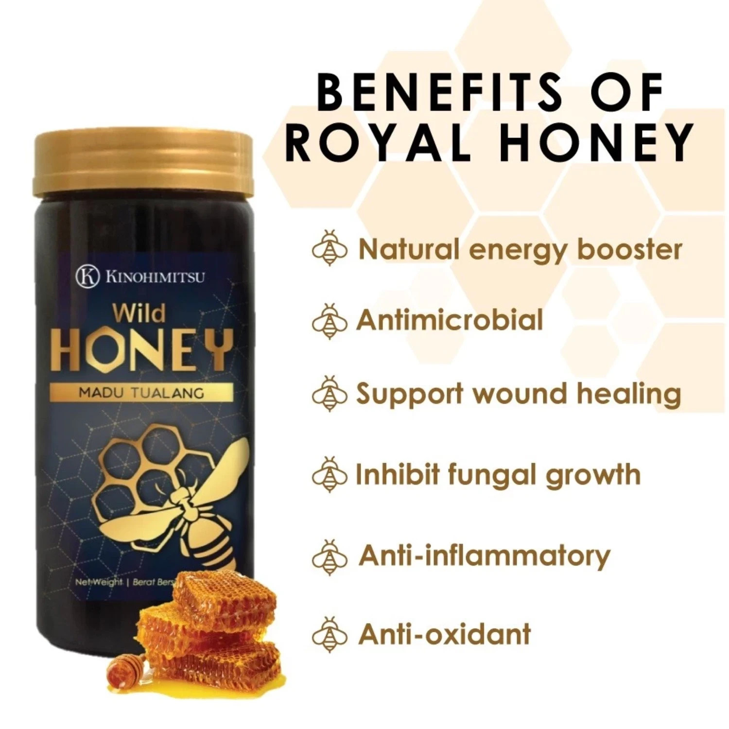 KINOHIMITSU Rainforest Wild Tualang Honey - 500g 100% natural and original