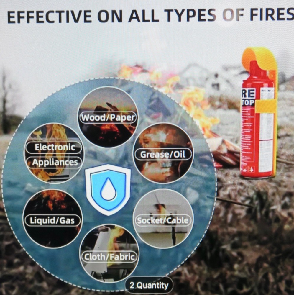 🔥2-Pack FIRE-STOP Extinguisher Spray Cans Portable A,B,C,K W/ Mount Bracket🧯