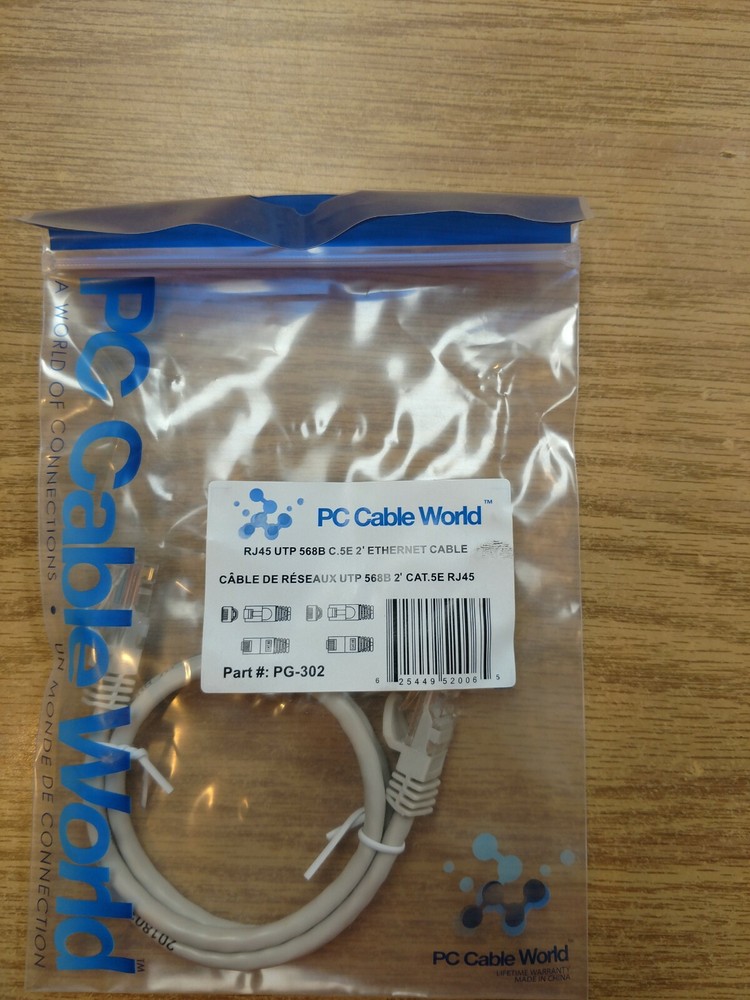 2ft cat5e ethernet patch cord RJ45 White