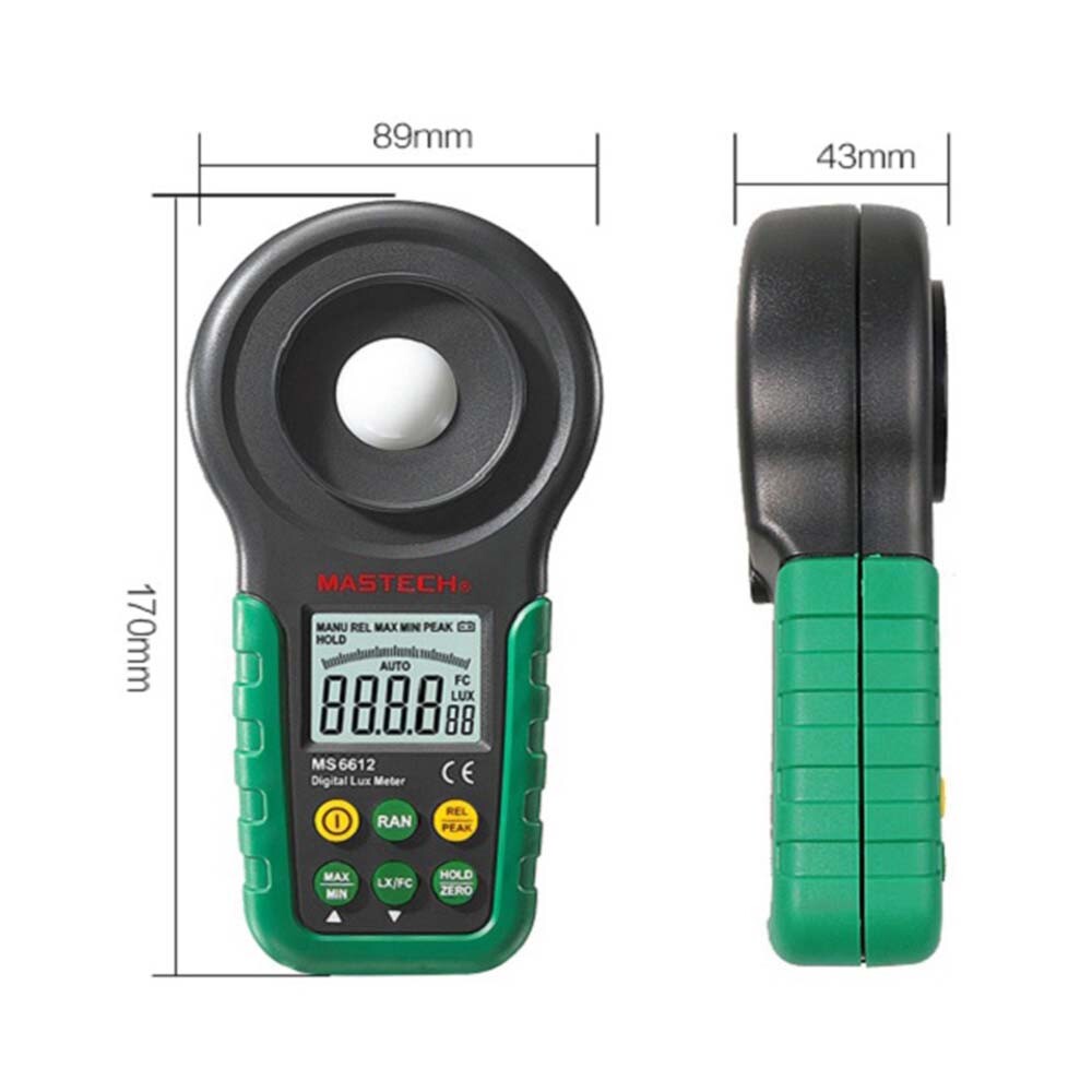 MASTECH MS6612 Pro Multi Function Luxmeter Light Meter Foot Candle Auto Range