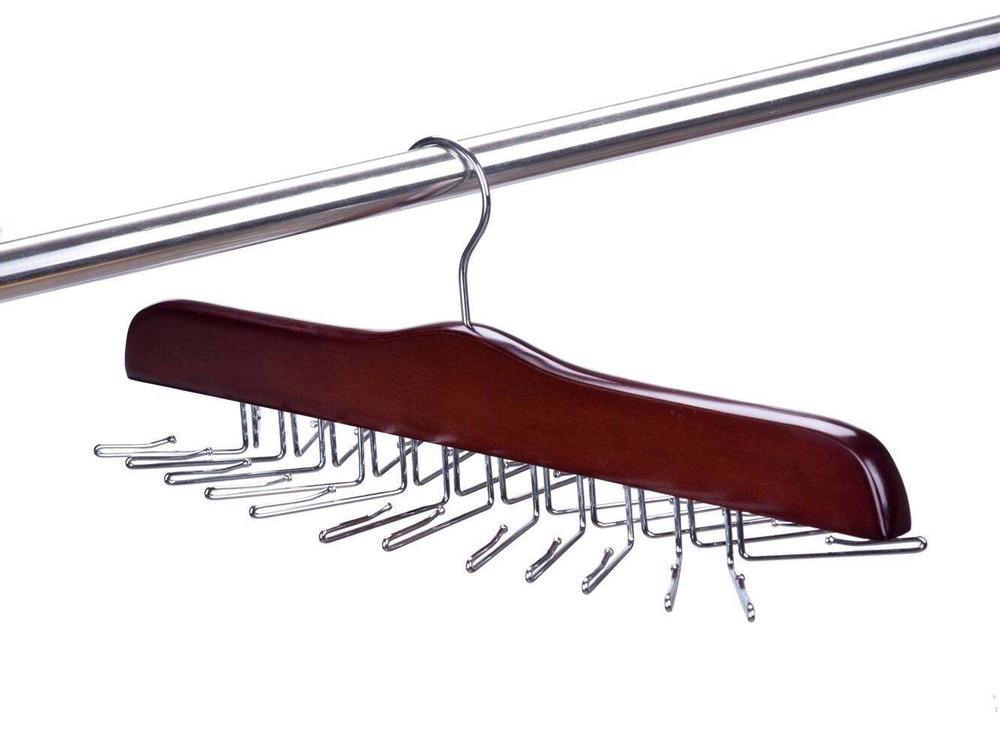 Wooden Tie Hanger - Walnut & Chrome