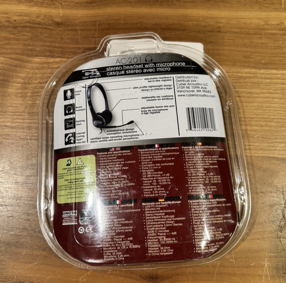 Cyber Acoustics AC-201 Stereo Dual Plug Computer Headset