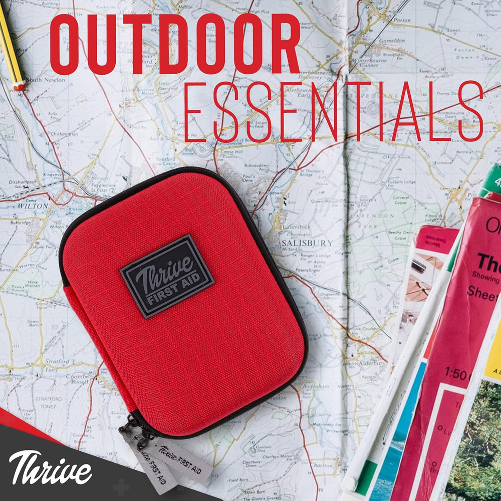 Thrive Mini First Aid Kit - Compact Travel Essentials Pack - Waterproof Camping