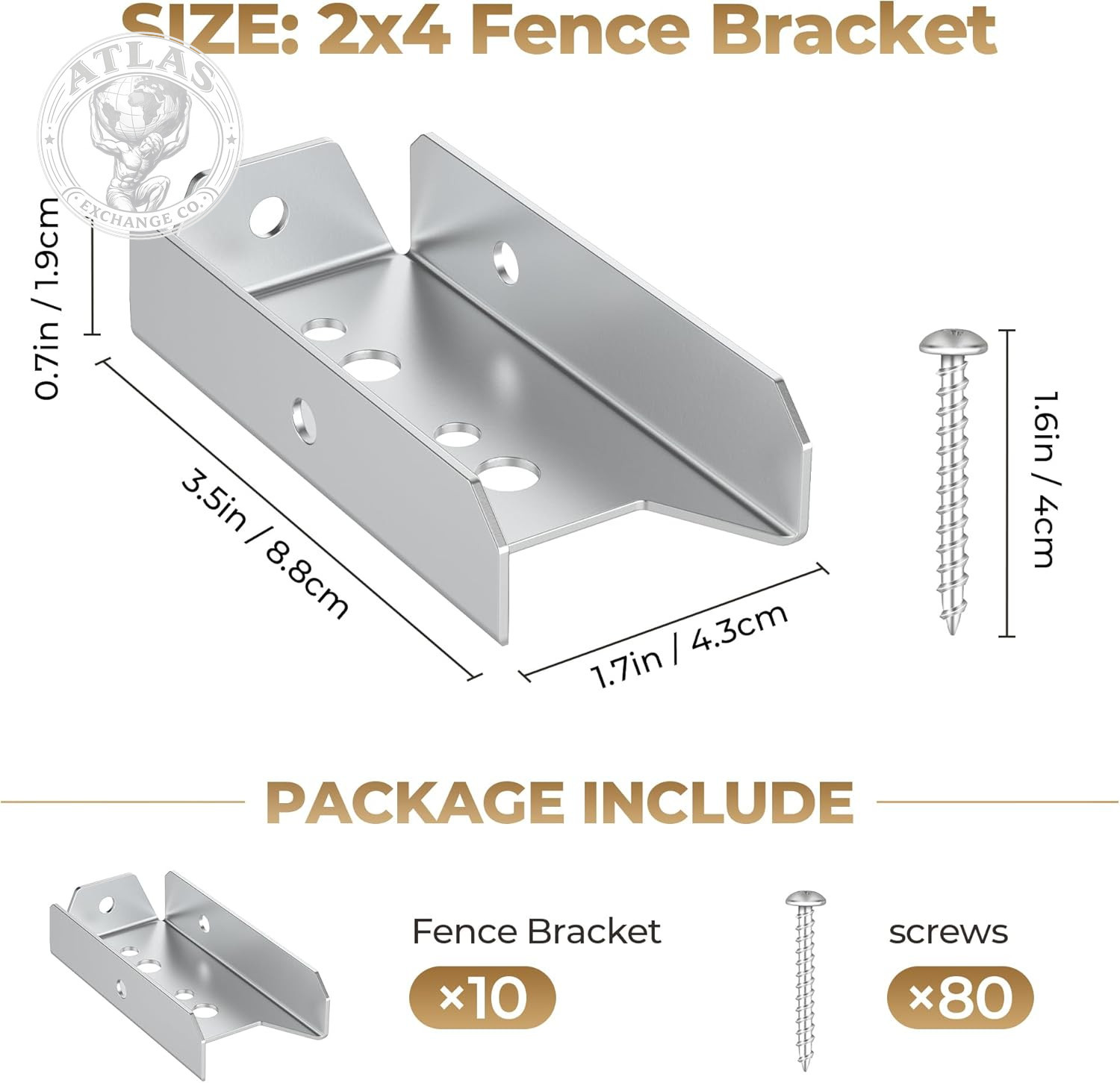 2X4 Fence Brackets for Wood,Fence Post Bracket,2X4 Brackets for Fence Rail,Deck