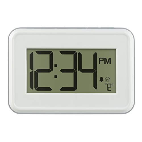 513-113W Digital White Wall Clock with Temperature & Countdown Timer
