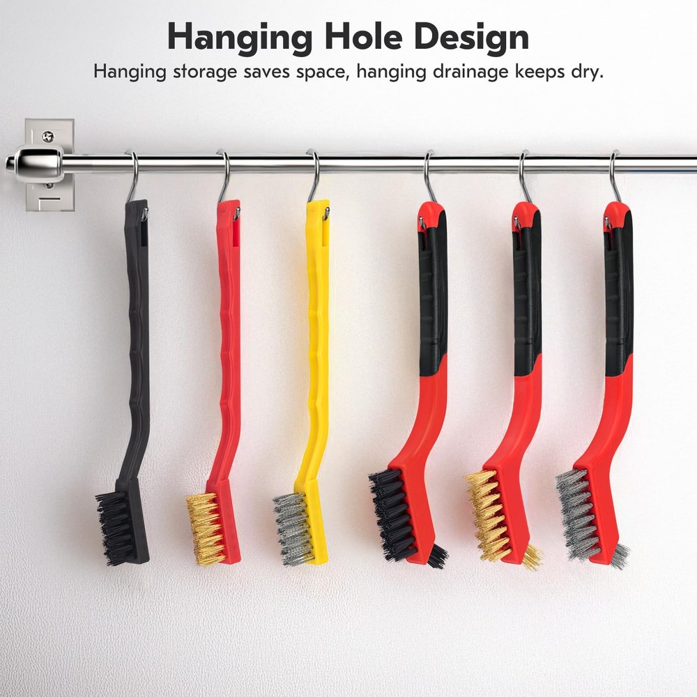6 Pcs Small Wire Brushes Set for Cleaning Rust Scrub Paint Grout Removal