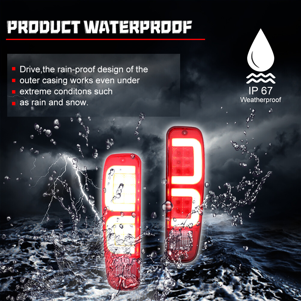 Red LED Rear Tail Lights Assembly For 74-91 Ford E150 F150 250 350 100 Bronco