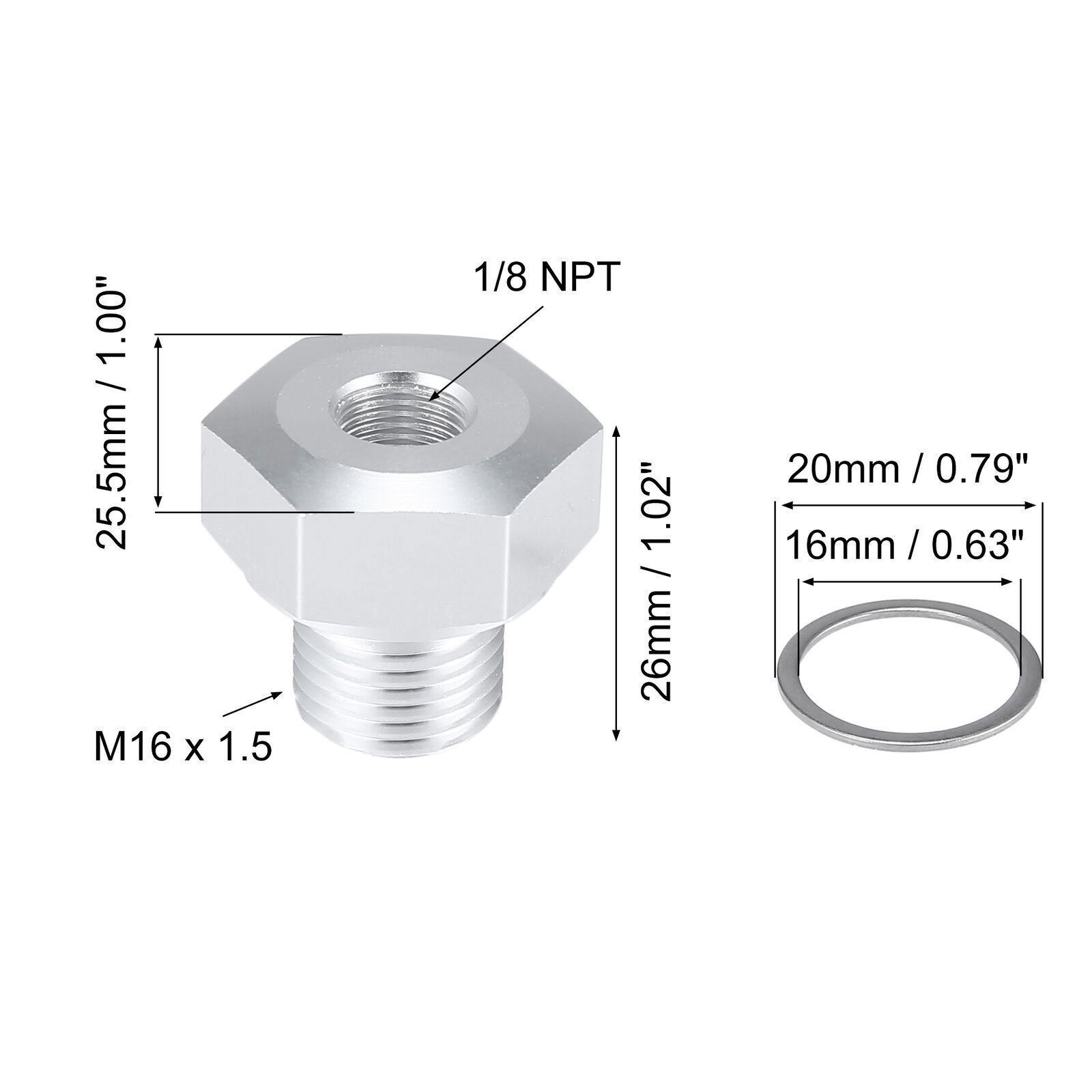 Oil Pressure Sensor Adapter Male M16x1.5 to Female 1/8 NPT for GM LS Engine Swap