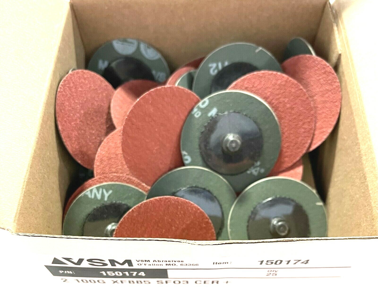 VSM 2" Roloc Sanding Discs 100 Grit Ceramic XF885 SFOD CER+ 25 Pack