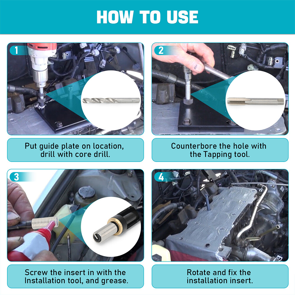 M11x1.5 Head Bolt Thread Repair Kit 35119s For Honda Toyota Hyundai Kia Isuzu
