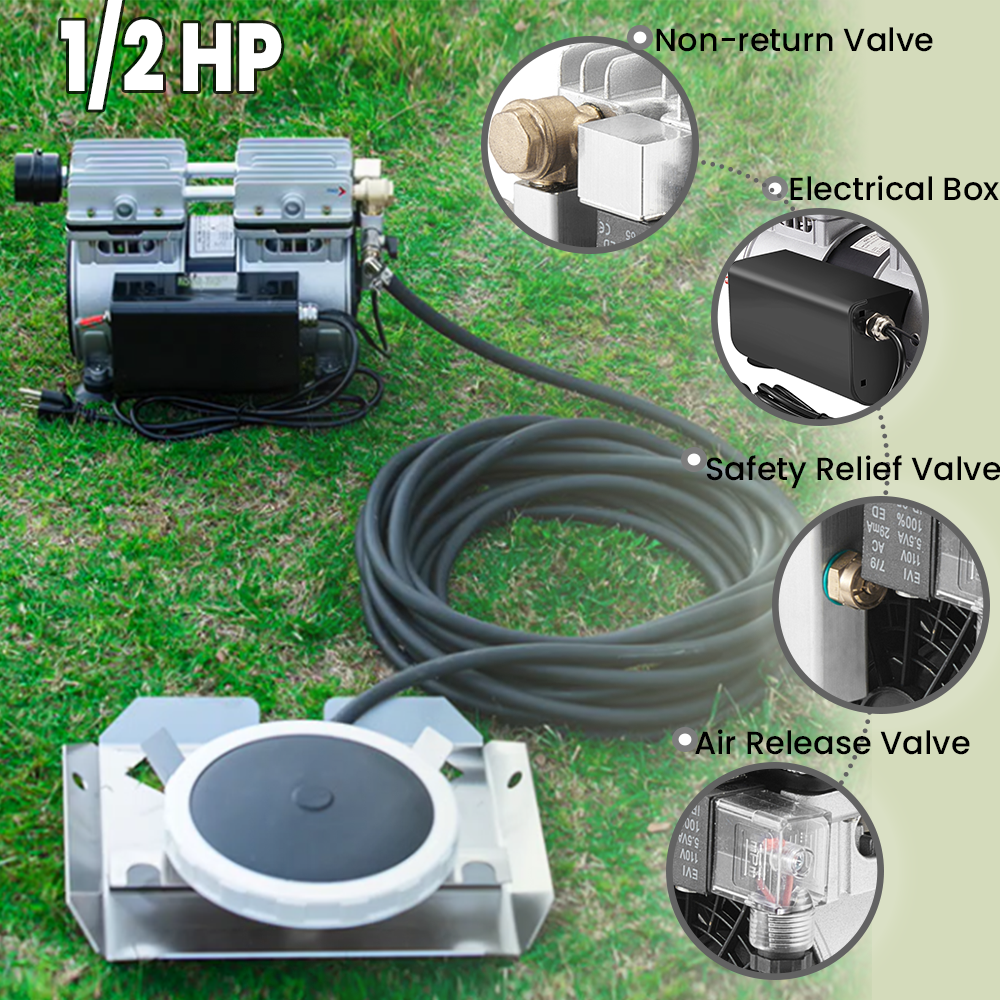 Pond Aerator Lake Compressor 100' Airline Diffuser Timer Aeration System 2 Acre