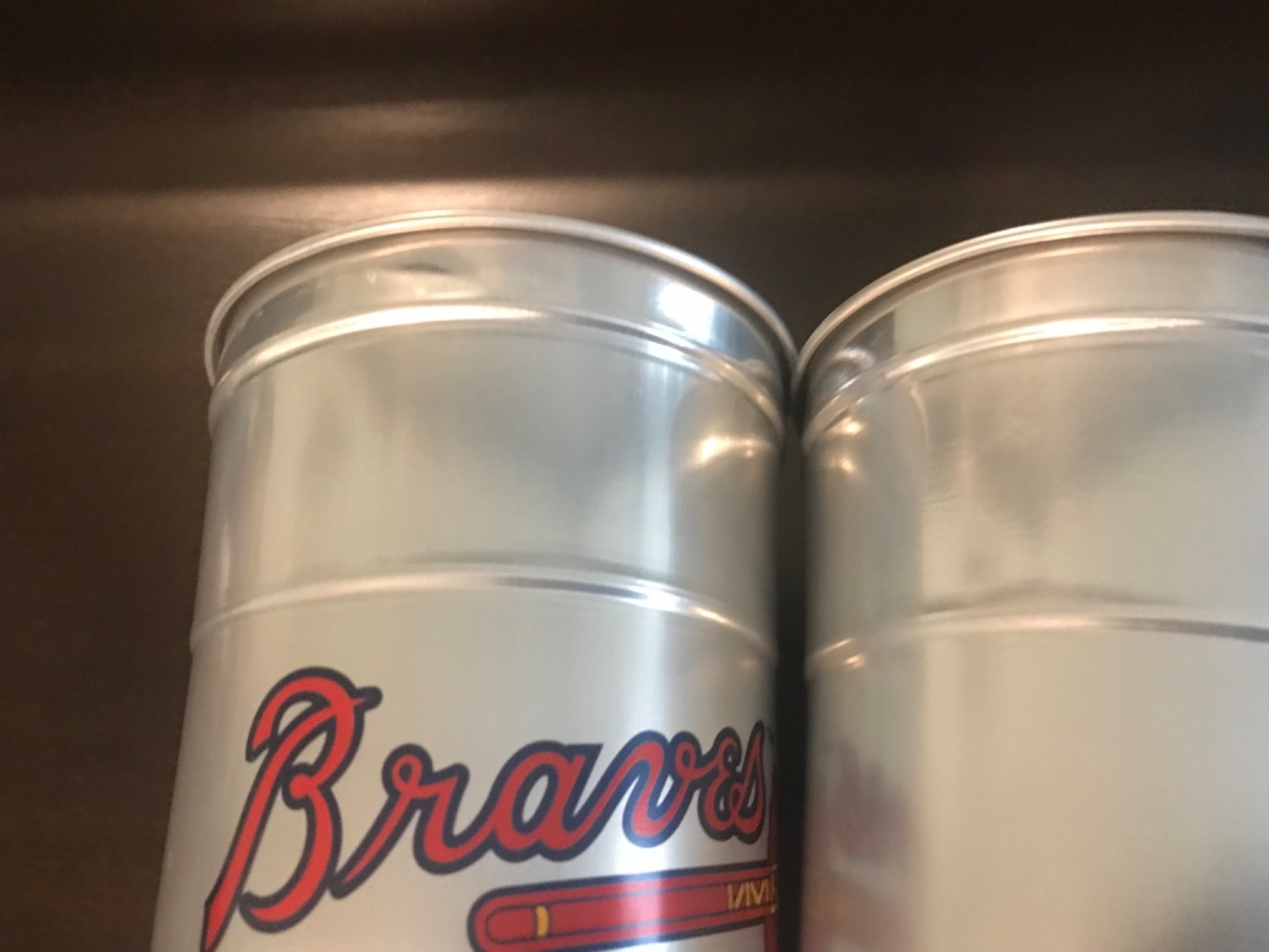 Atlanta Braves Stadium 22oz 2-Metal Aluminum Beer Cups ~ Coors Light / Ball