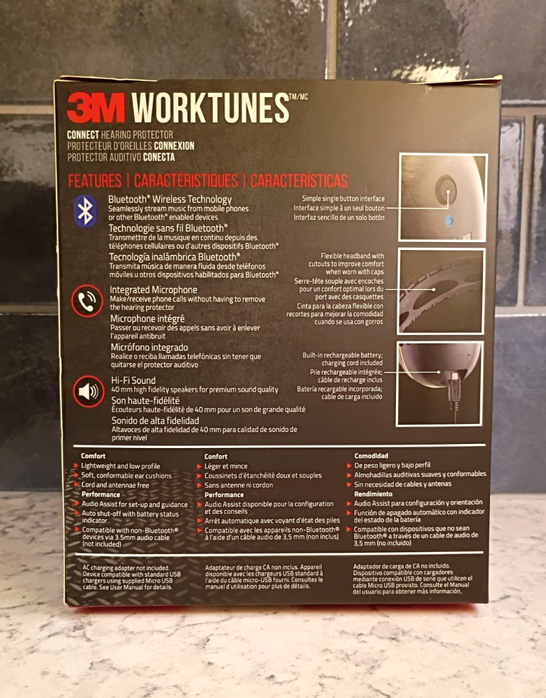 3M Worktunes Wireless Hearing Protector Bluetooth Earmuffs - 90543H1-DC-PS