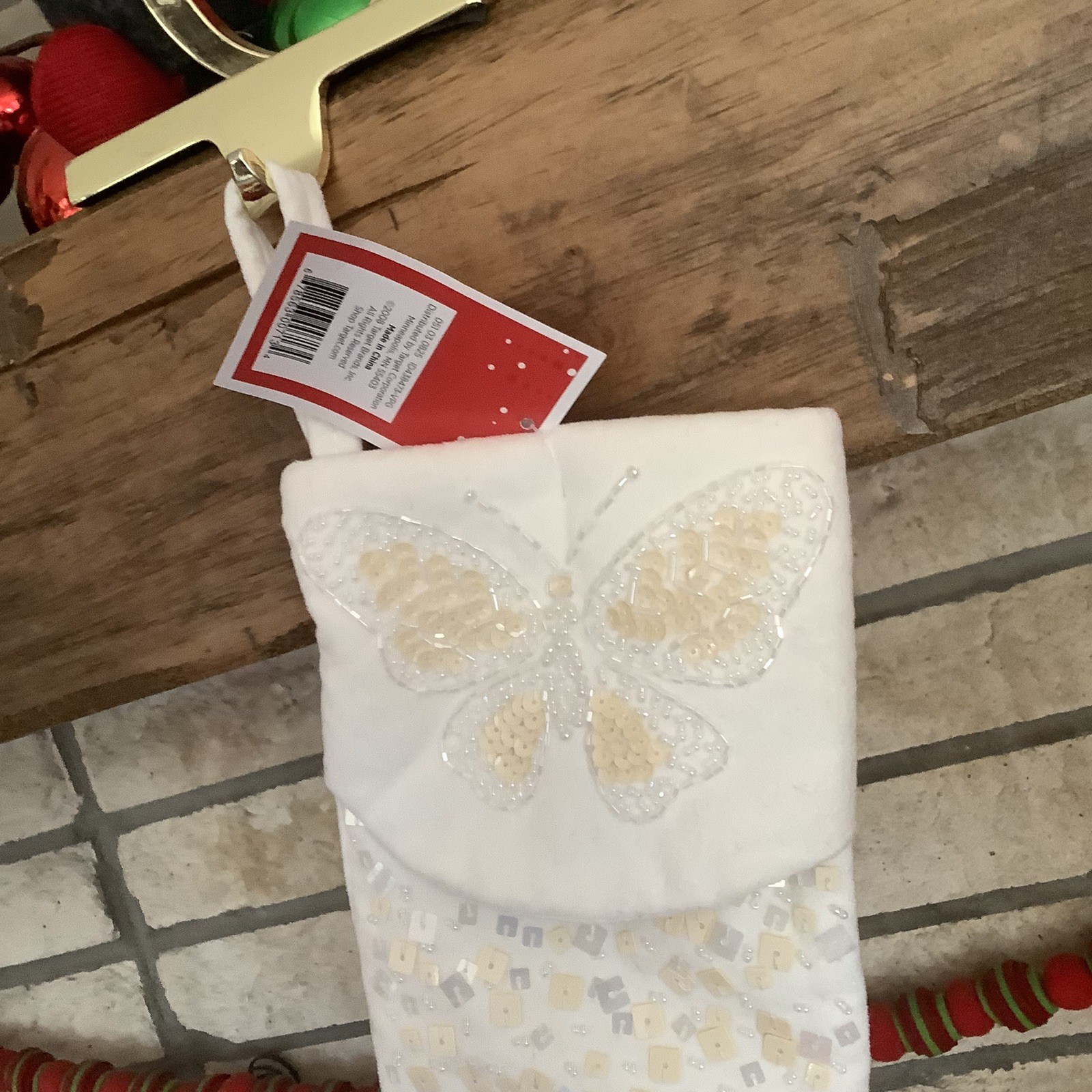 1 Vintage Target Pink OR Green Butterfly Christmas stocking Sequin Sequins