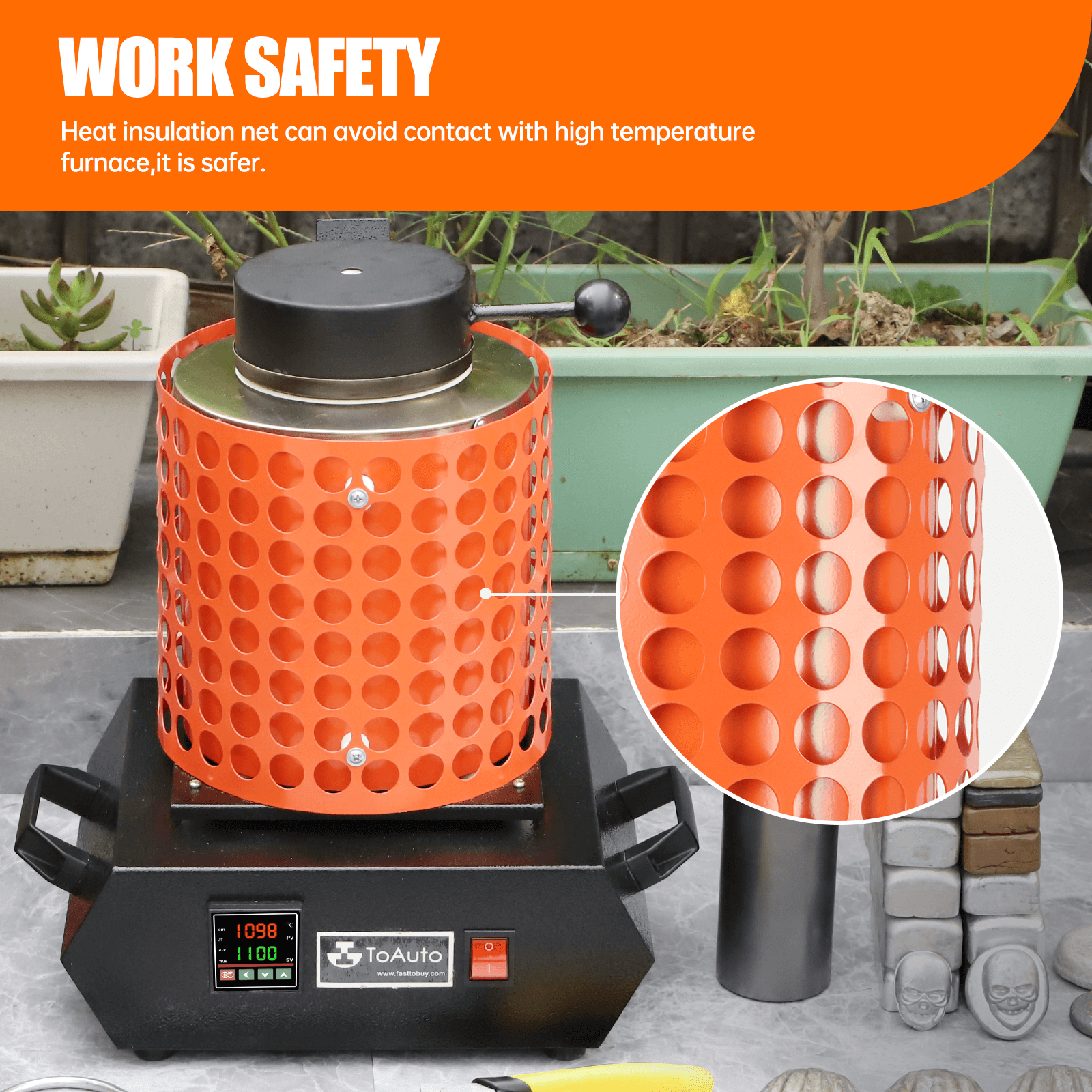 6.6LBS Upgraded Gold Melting Furnace Smelter Aluminum Copper Smelter Casting US