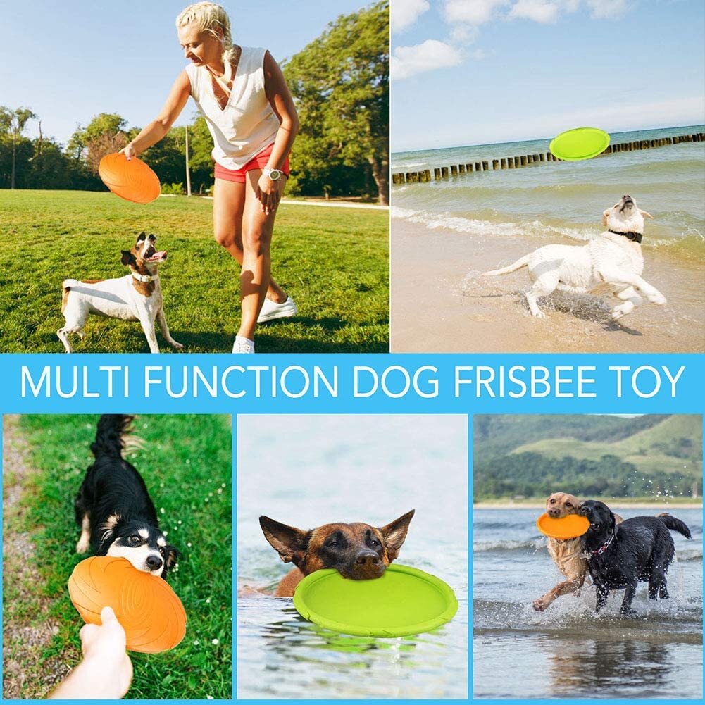 2 PACK Dog Toy Flyer Flexible Durable Frisbee Disc 7'' Chew Fetch Toys Floating