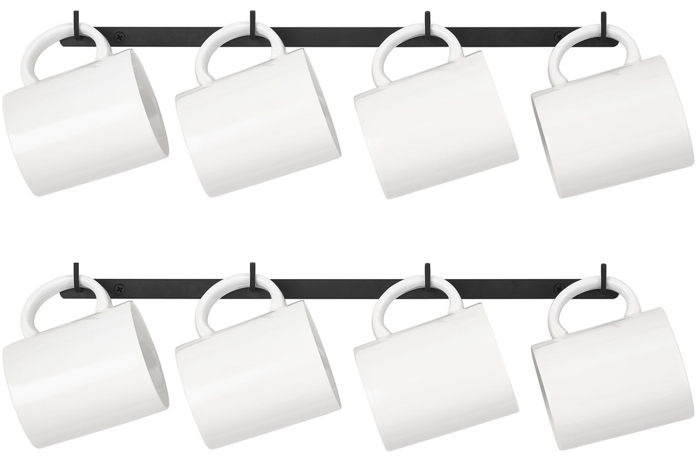2 Pack Wall Mounted Metal Coffee Mug Holder Rack with 8 Hooks for Kitchen Dining