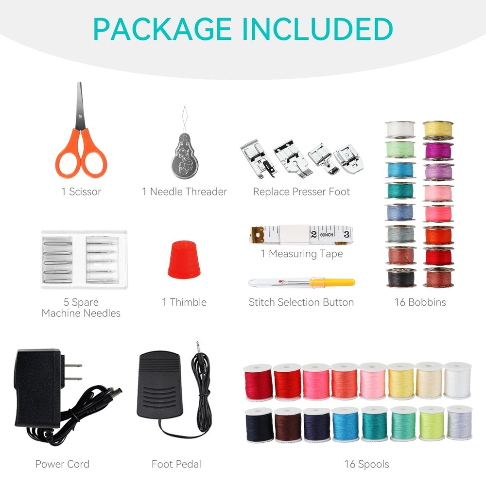 Mini Sewing Machine for Beginners, Portable Electric Sewing Machine with Dual