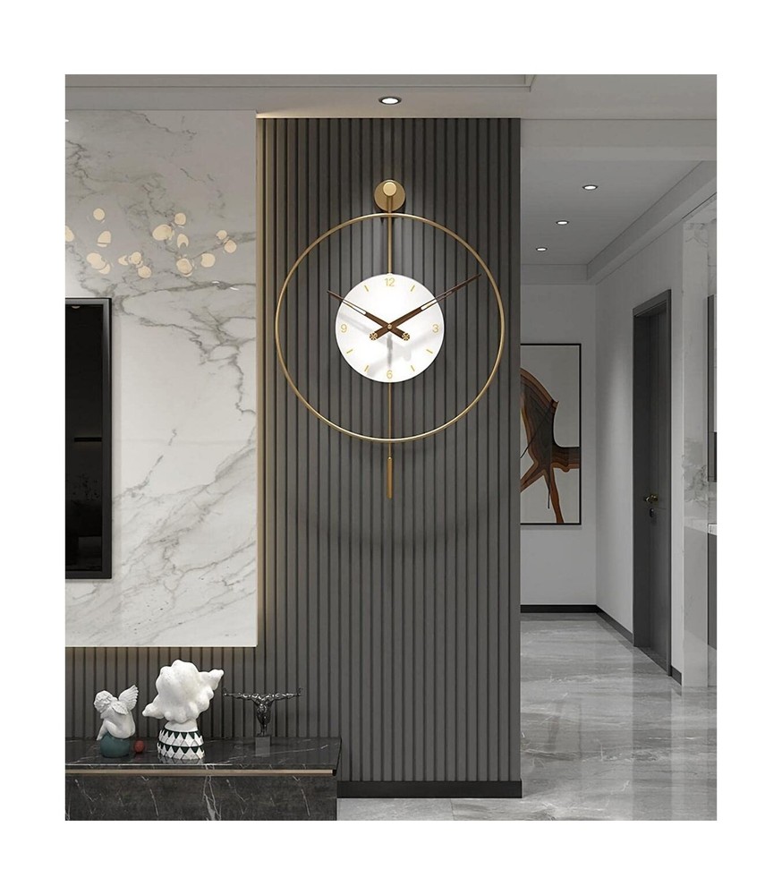 SHISEDECO Classical Large Pendulum Wall Clock, Decorative and Metal Frame, wi...