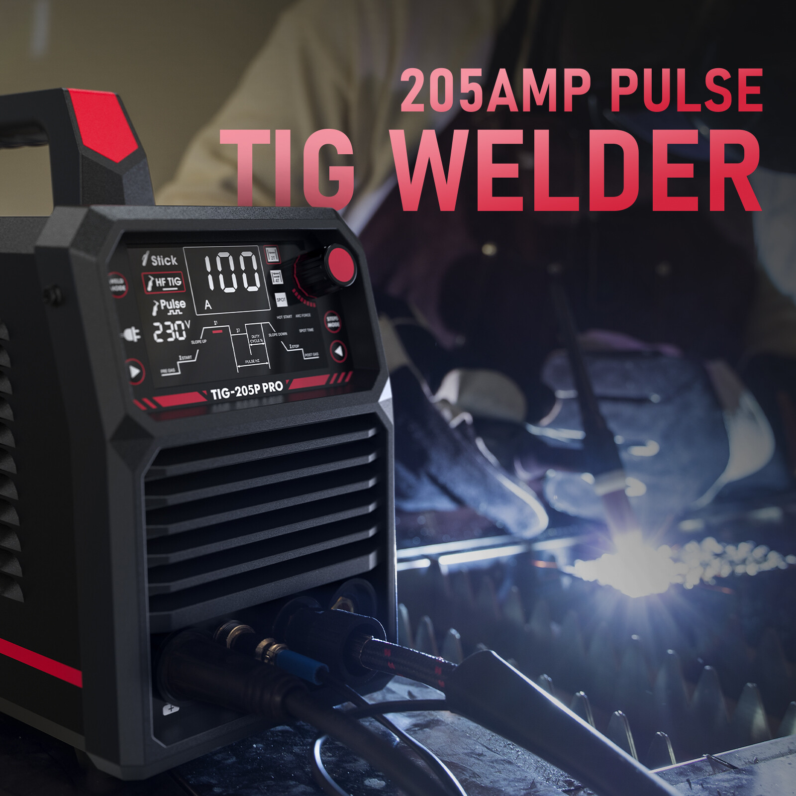TIG Welder Welding Machine 205A STICK/DC TIG/PULSE TIG 3 In 1 Welder 110V/220V