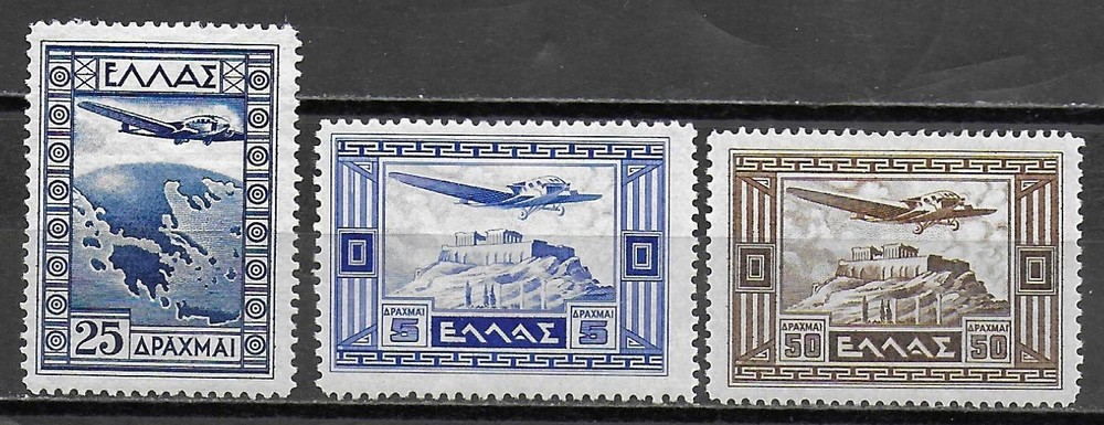 Greece stamps 1933 MI 366-368 AIRMAIL MLH VF