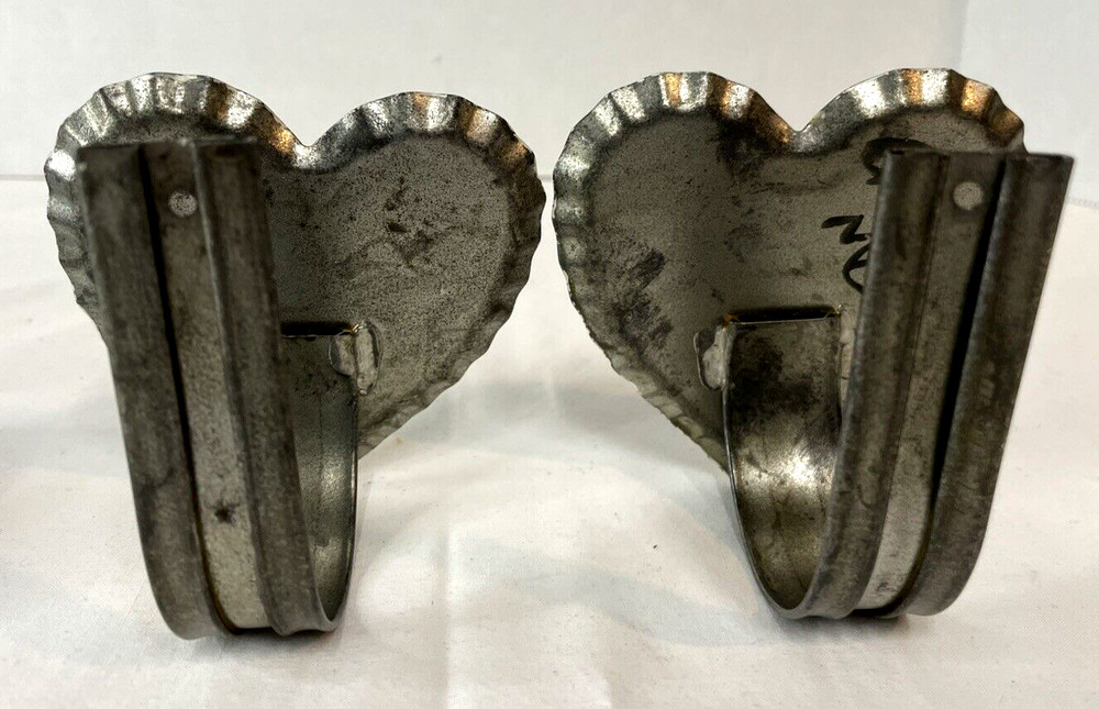 Hand Painted Artist Crafted Tin Heart Curtain Pull Backs Two Sets Cottage Core
