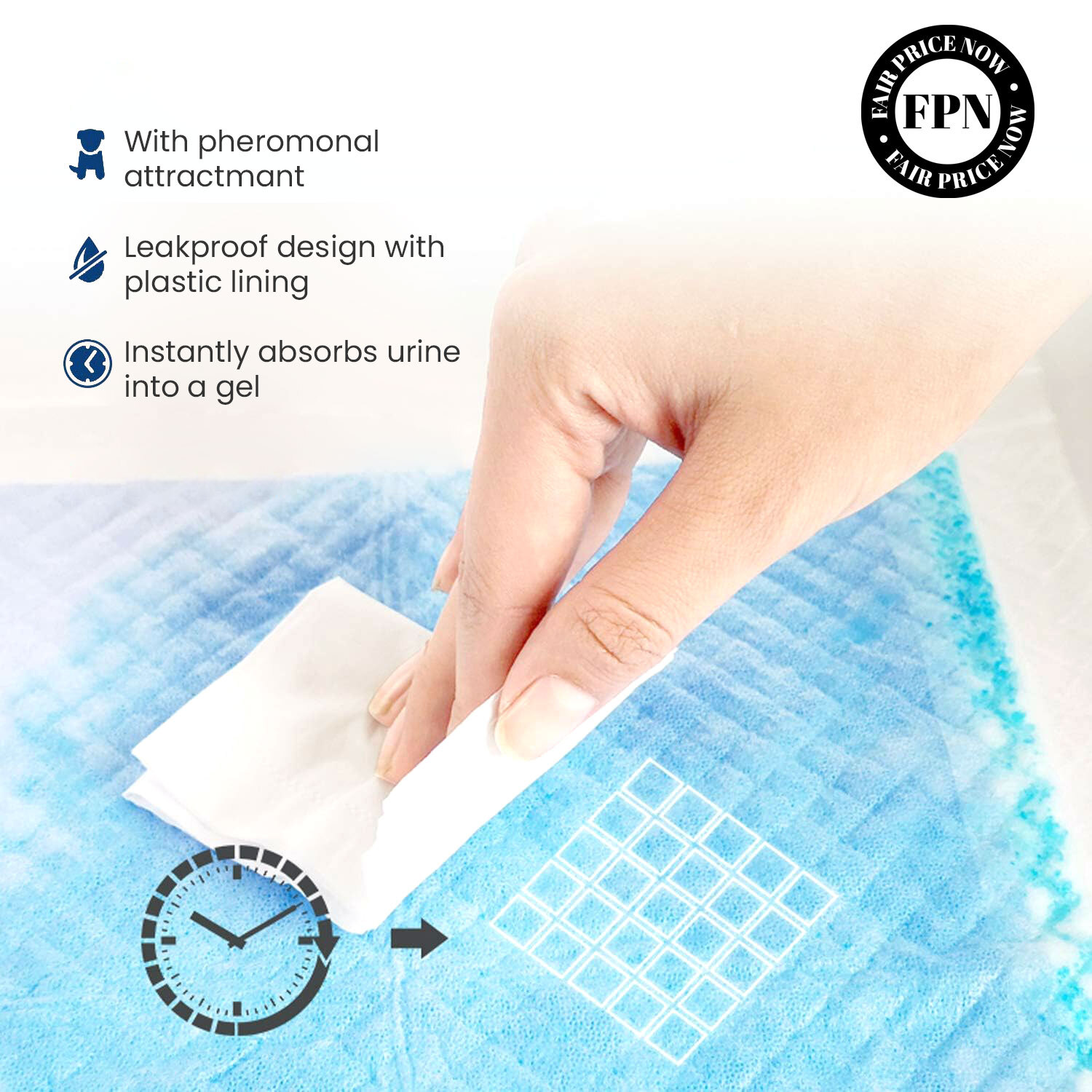 FPN Pet Training Pads for Dogs Ultra-Absorbent Unscented Blue Pet Pads 4 Sizes