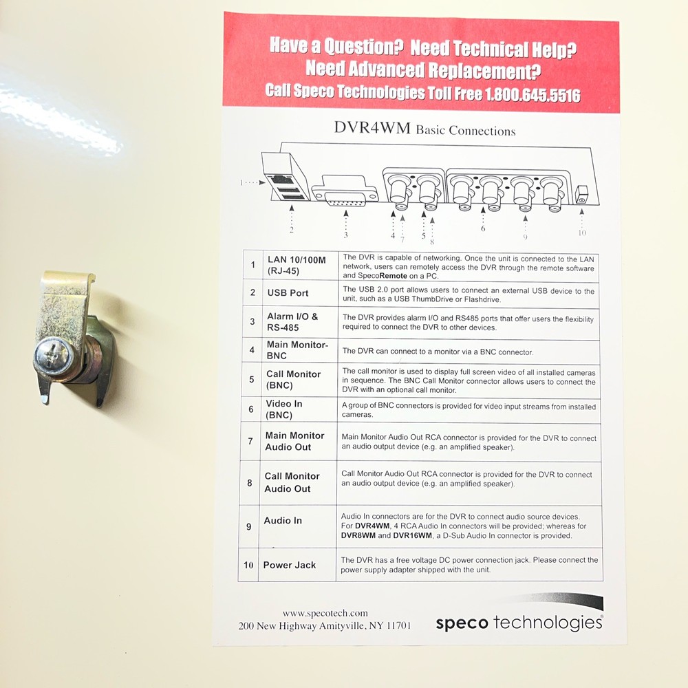 SPECO TECH Security Wall mount DVR DVR4WM250