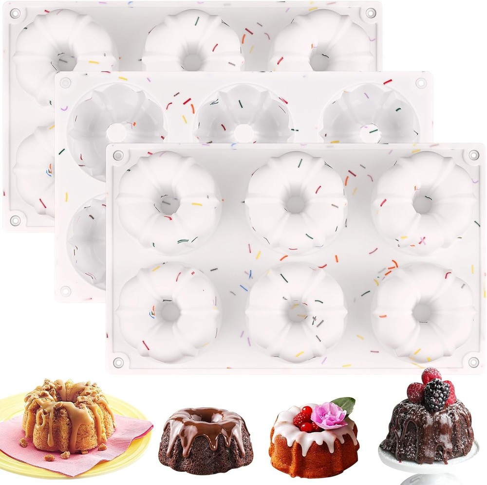 Mini 6-Cavity Fluted Cake Pan, Non-Stick Silicone Baking Mold