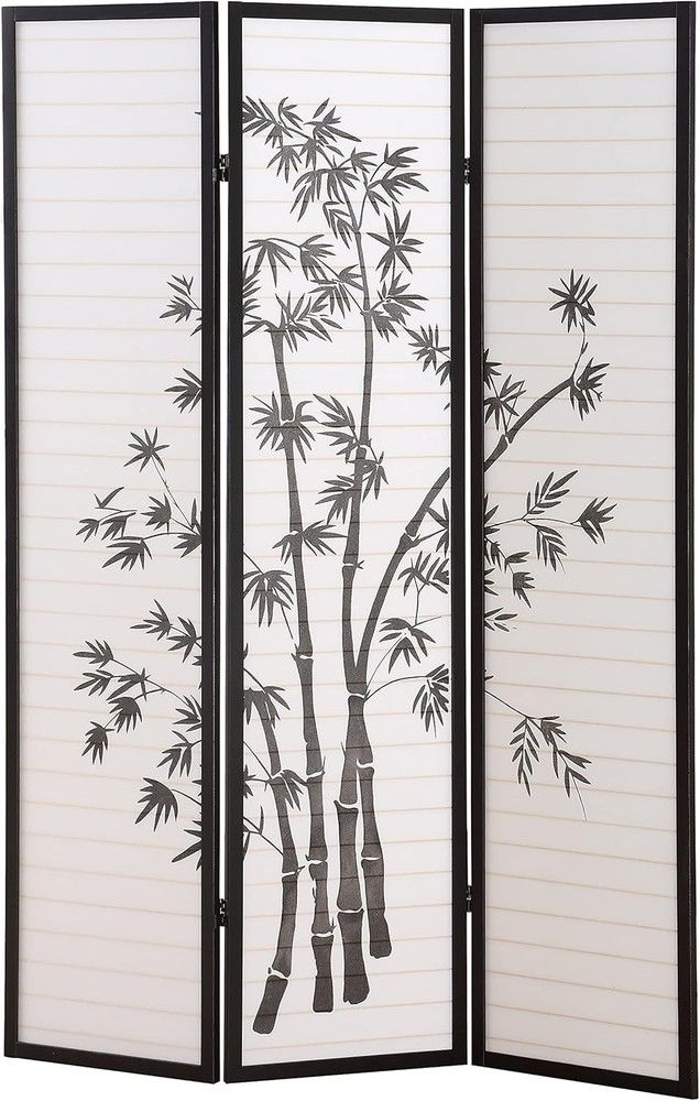 3-Panel Oriental Room Divider Screen, Black