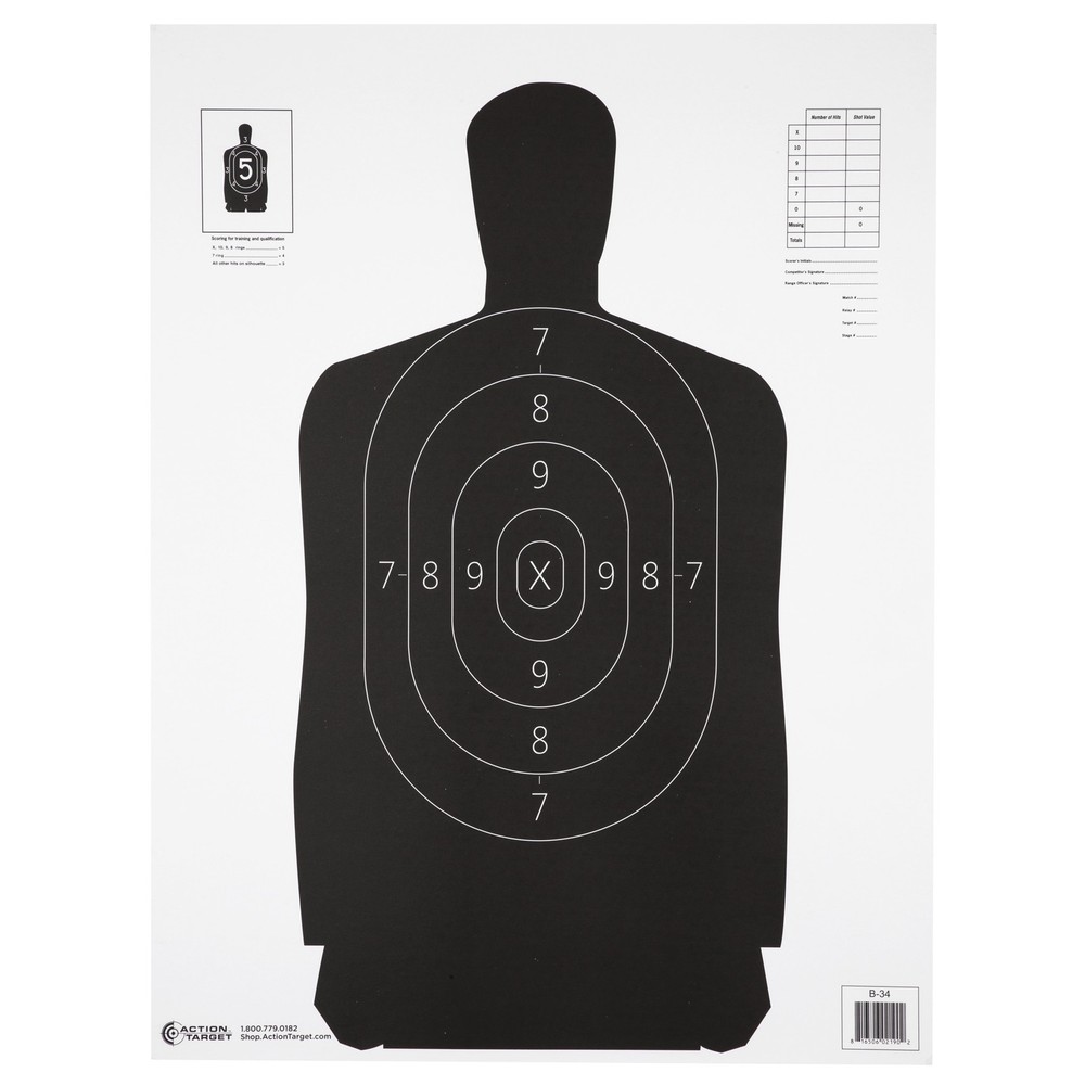 Action Target B-34 Silhouette Target 24x45 100 Pack Paper