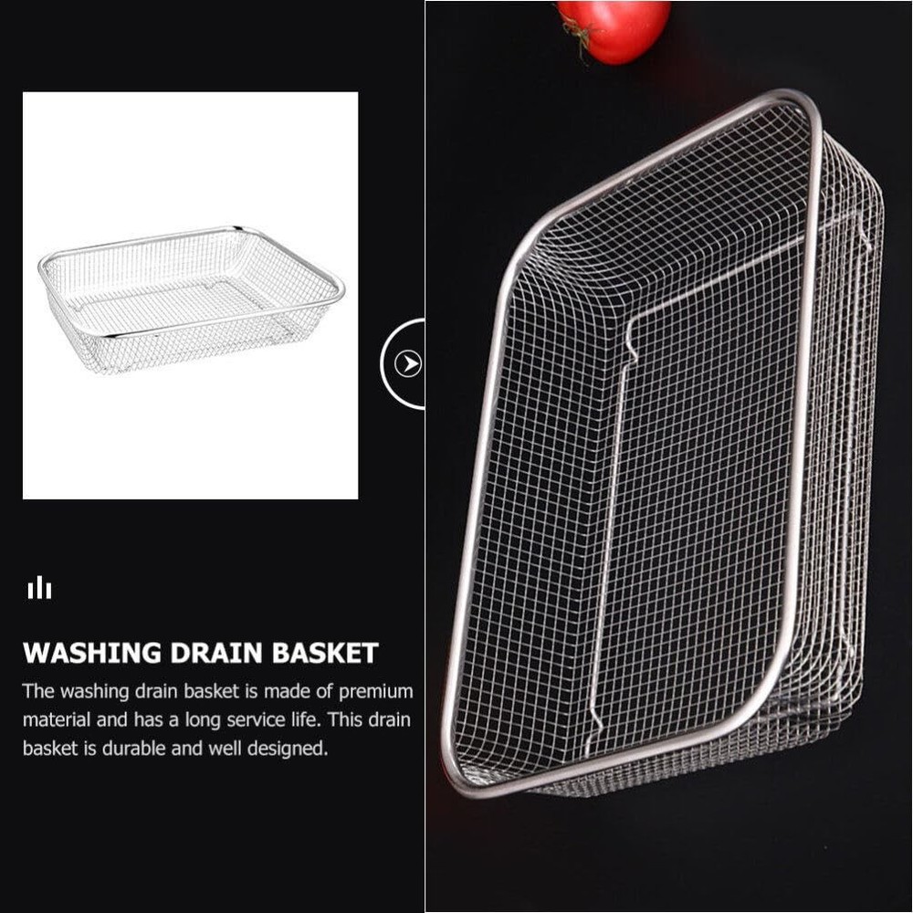 Stainless Steel Rectangular Colander 14.56X10.62X2.95 Inch Multi-Function Mes...