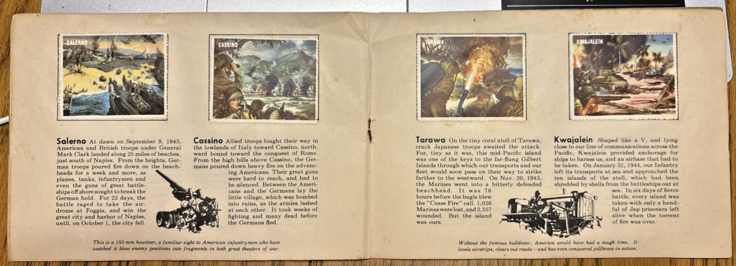 VTG 1945 WAR ALBUM OF VICTORY BATTLES 20 STAMPS COMPLETE GENERAL MILLS WWII