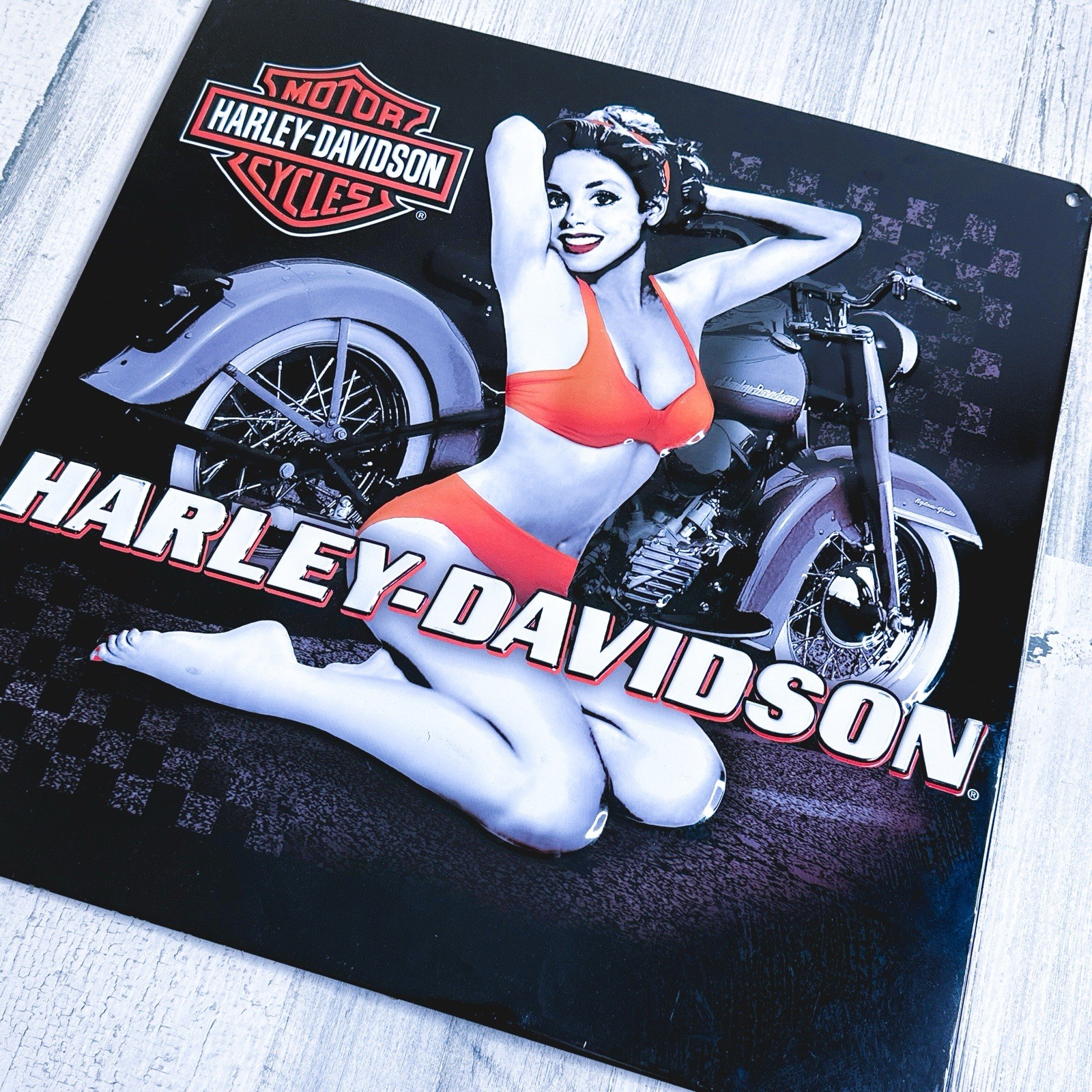 Harley-Davidson Flash Back Babe Embossed Tin Sign, 14.5 x 14.5 inches H-D New