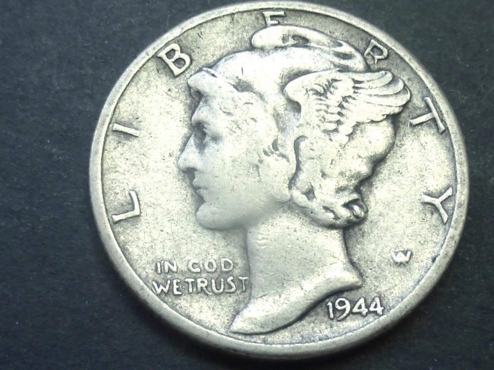 1944 MERCURY DIME FINE