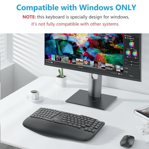 Ergonomic Wireless Split Keyboard Compatible with Windows only, Cushioned