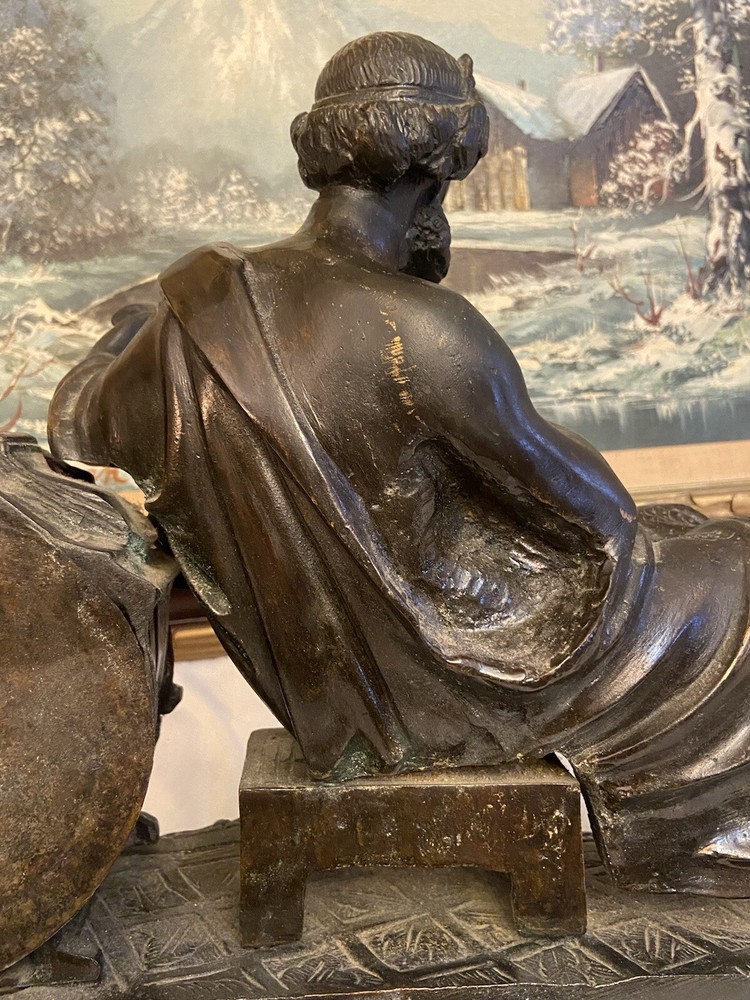 Antique mantel (desk) clock. bronze. 19th century.