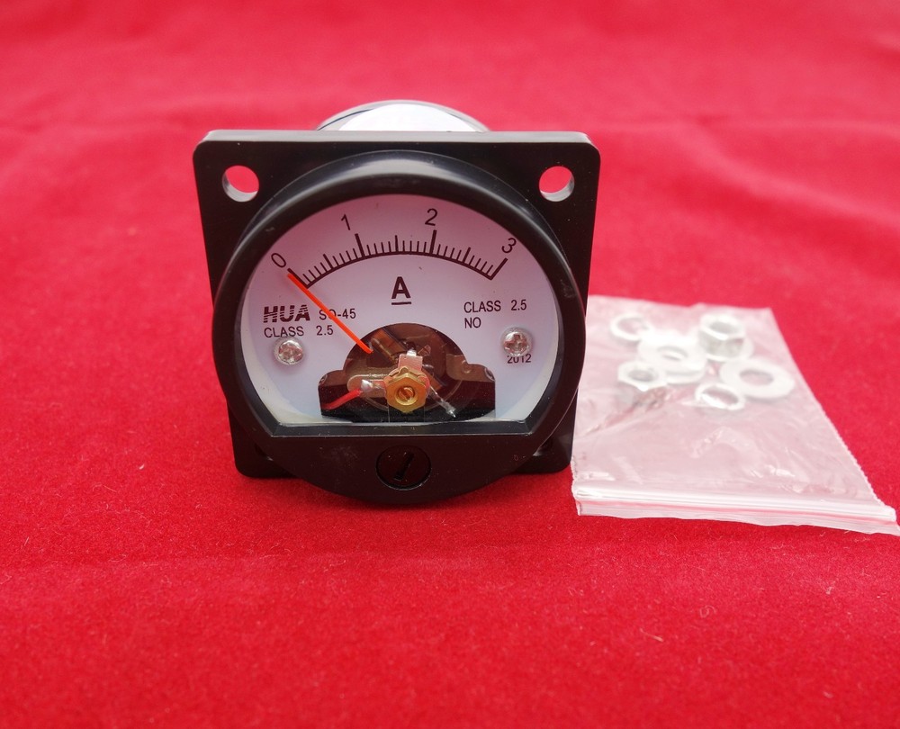 1PC DC 0-3A Analog Ammeter Panel AMP Current Meter SO45 Cutout 45mm