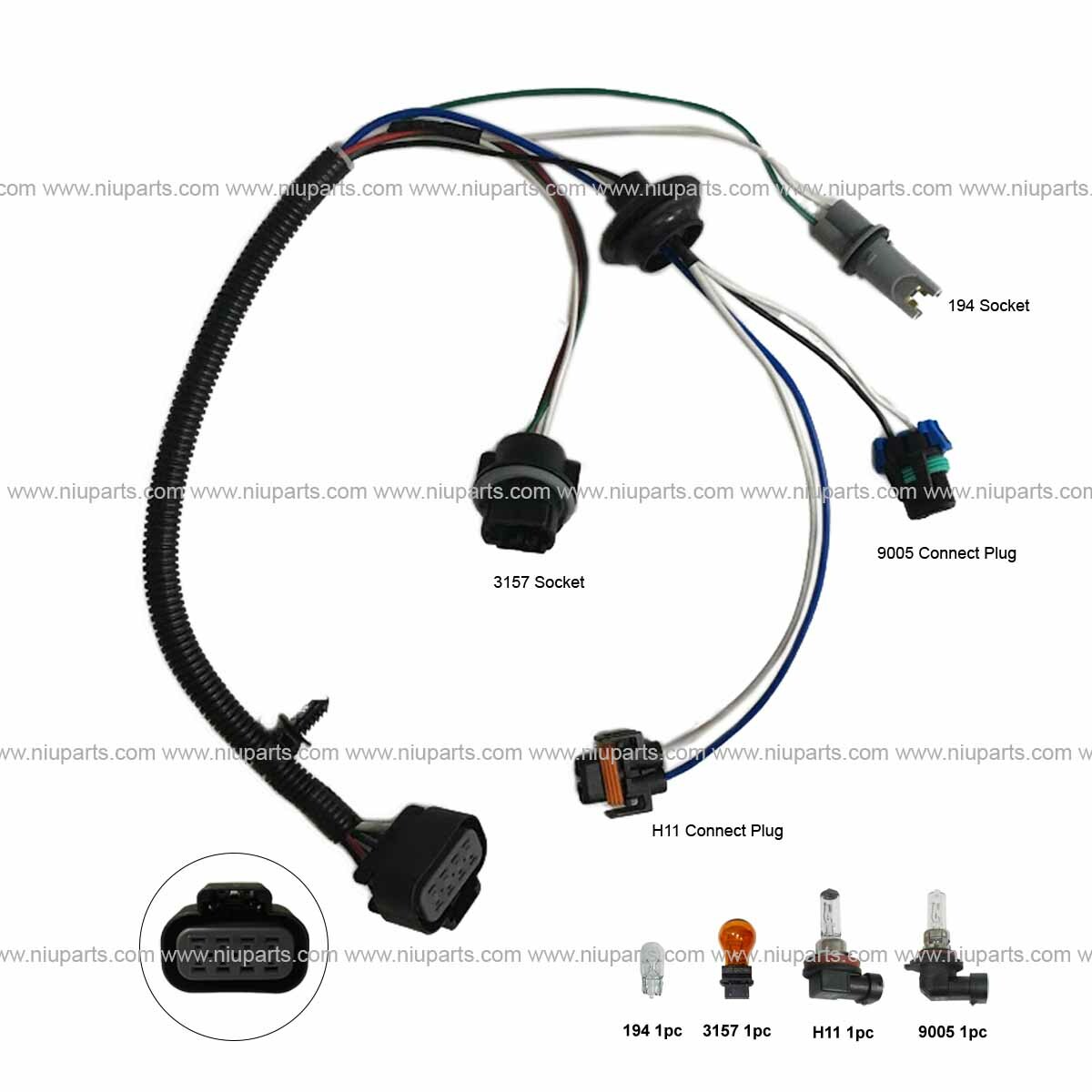 Wire Harness for High & Low Beam & Corner & Marker Light FIt Volvo VNL Headlight