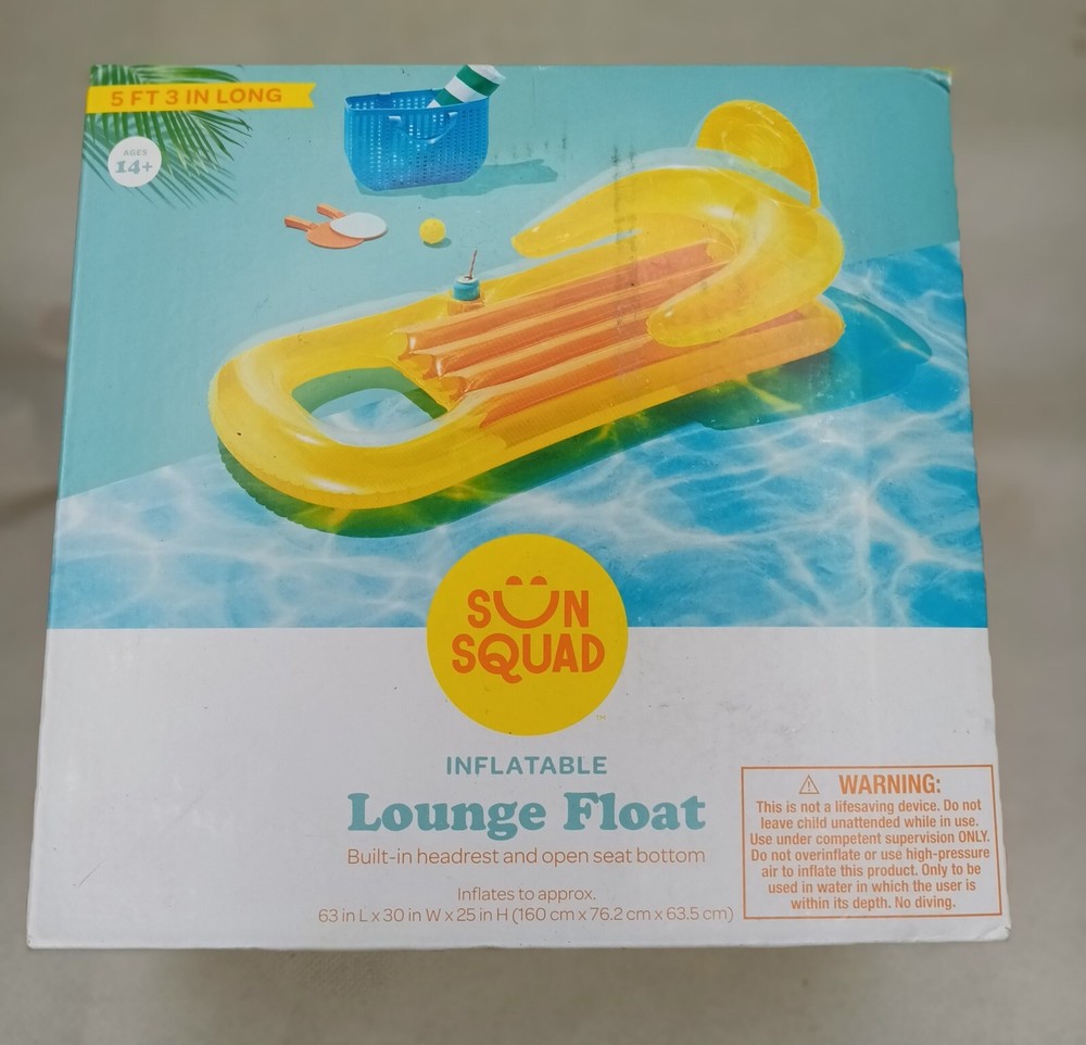 Inflatable  Lounge Float  Sun Squad Color yellow, new
