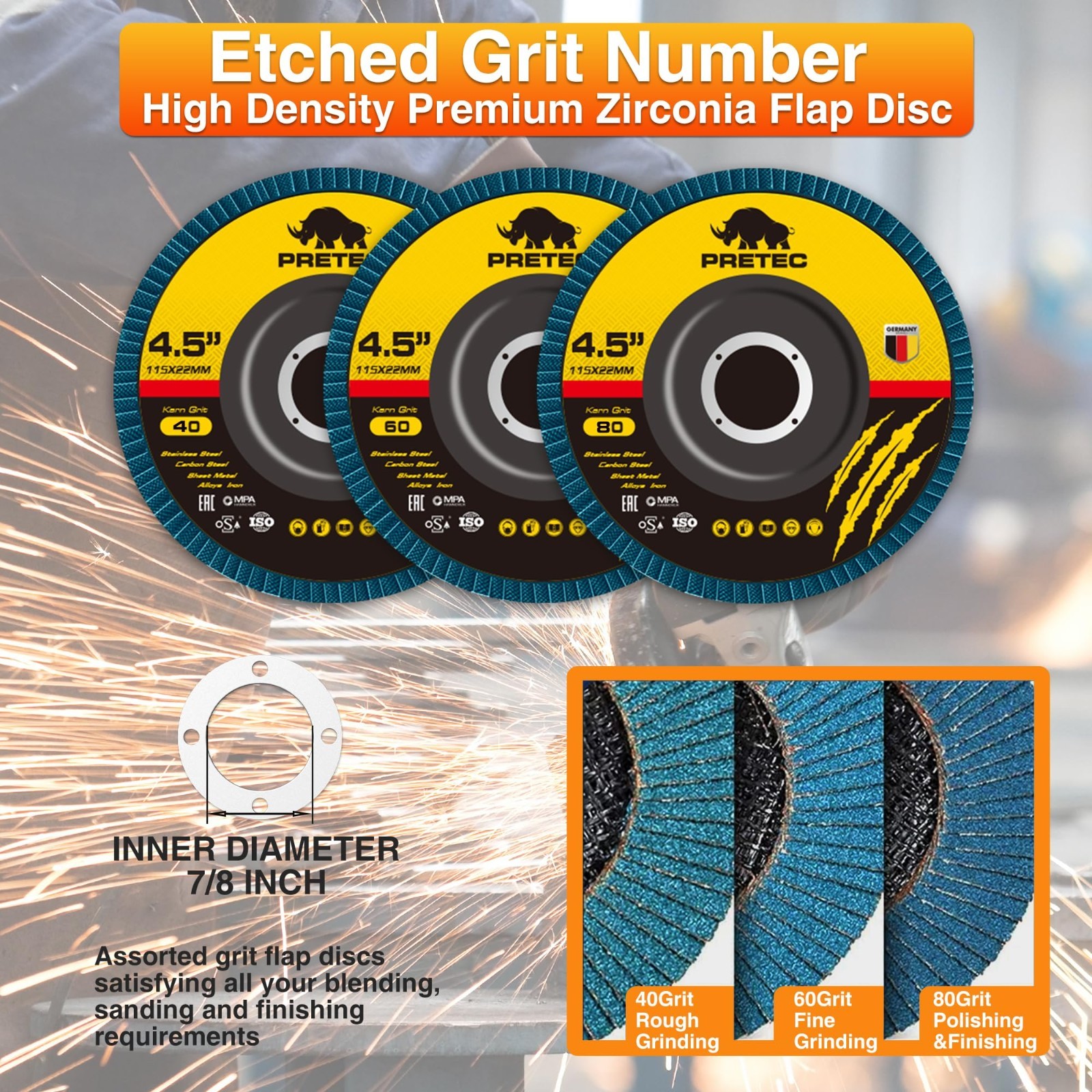 4.5" 4-1/2 Cut Off Wheel&Grinding Wheel Set,26Pcs for Angle Grinder,Flap Disc