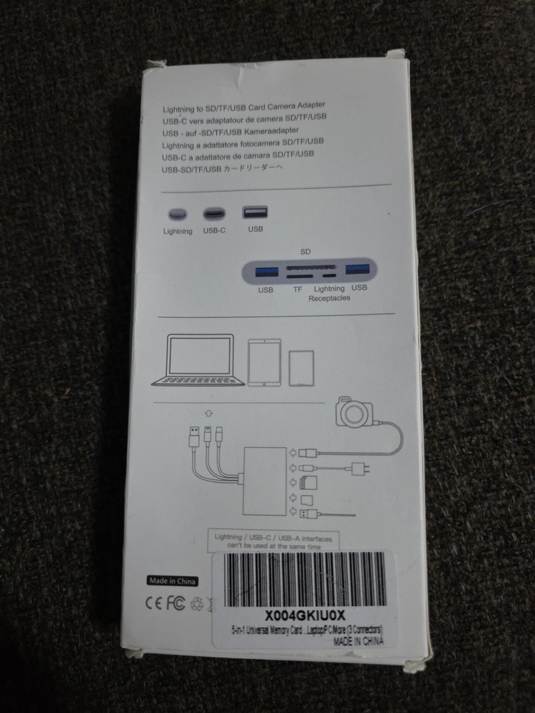 5-in-1 Universal Memory Card Reader - Fast Data Transfer, Plug and Play; t2