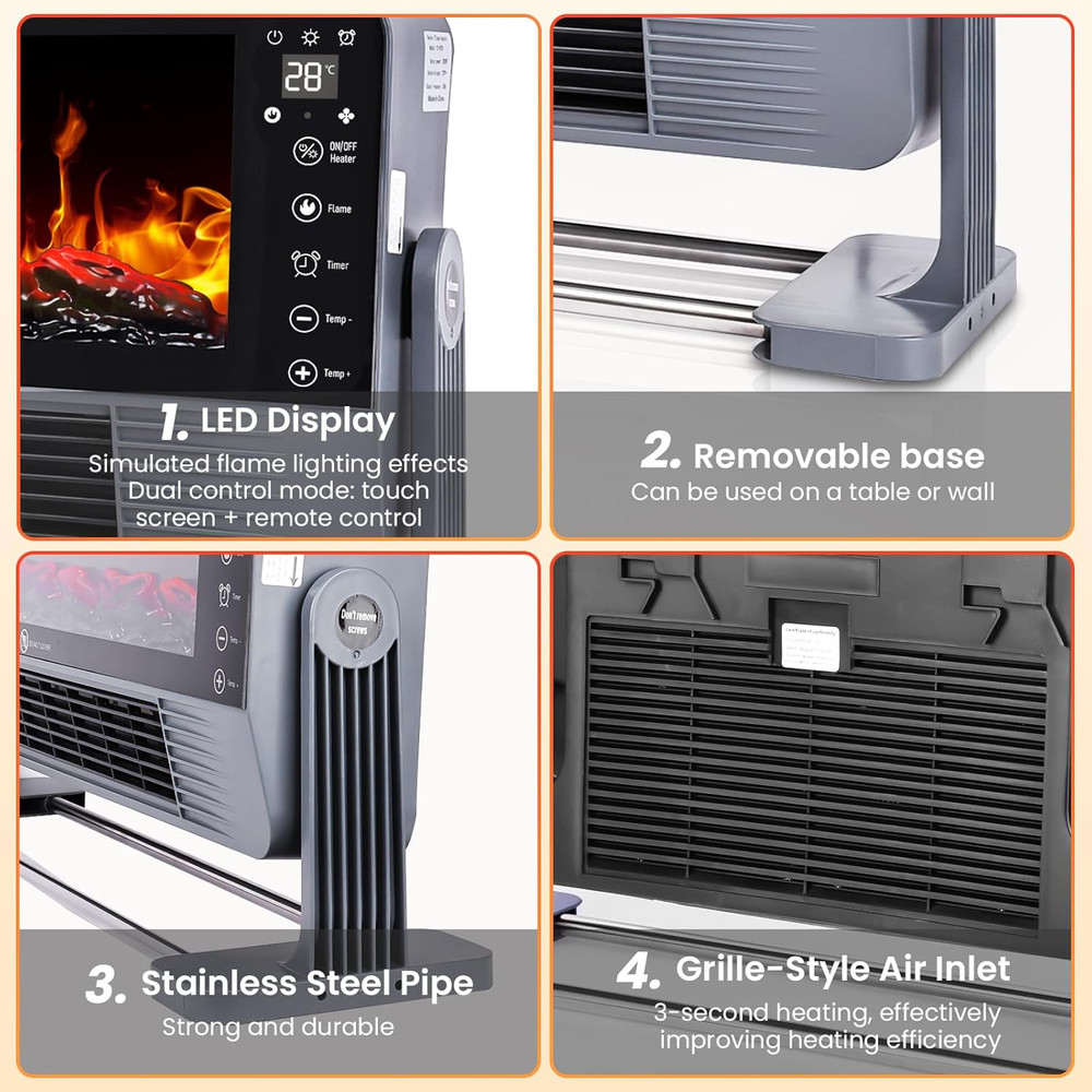 22.2" Electric Fireplace with Remote, Timer & Overheat Protection Feature