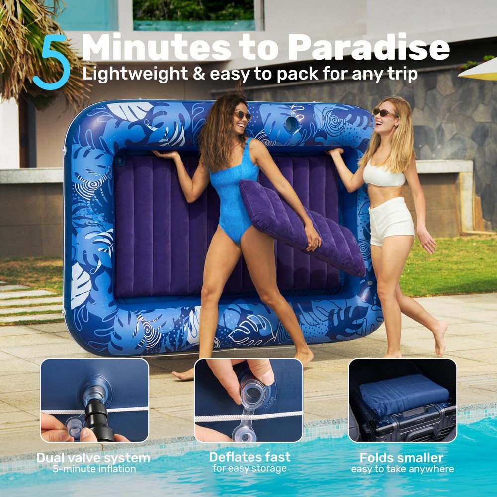 SLOOSH Inflatable Tanning Pool Lounger Float, 85" x 57" Extra Large Pool Floa...