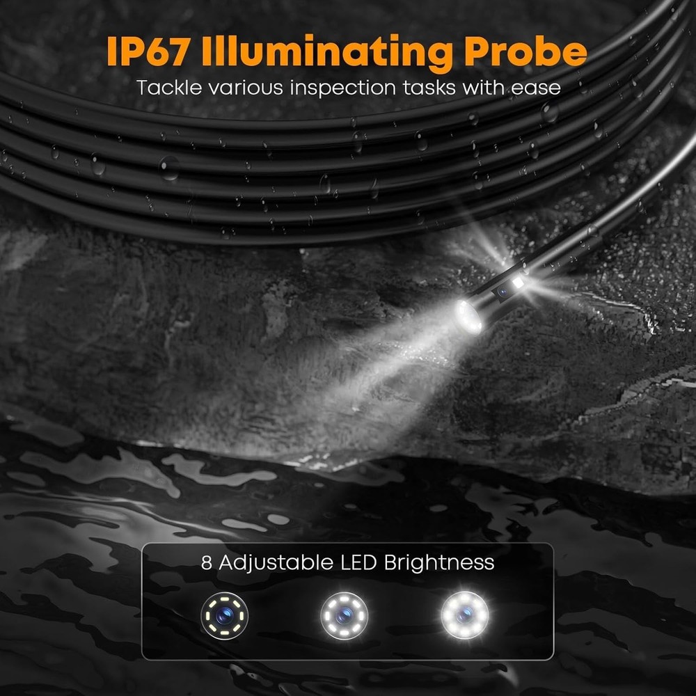 High-Performance 1080P Inspection Camera - 16.5FT Cable & Built-in LED Lights