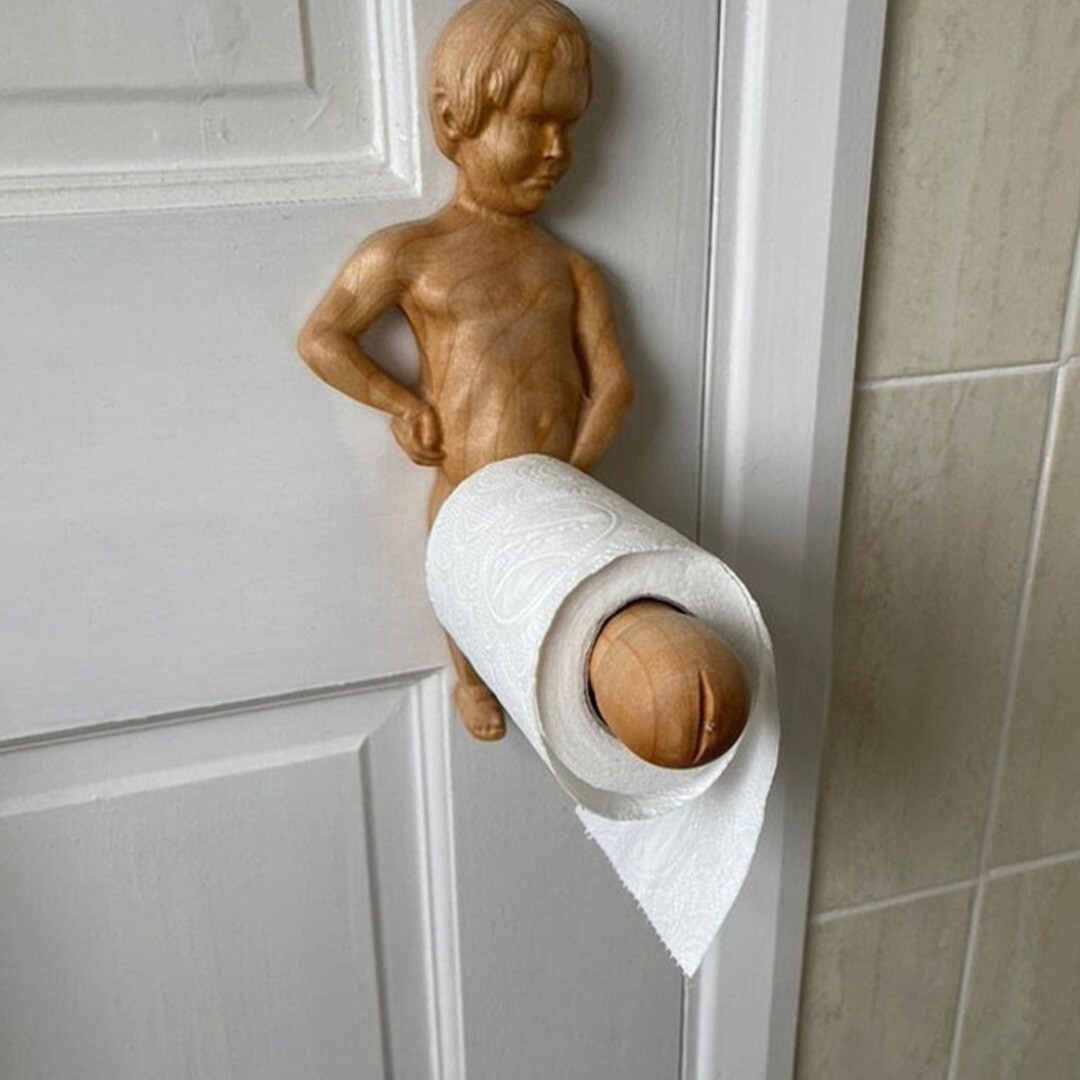 Funny Wood Toilet Paper Holder Roll Tissue Wall Mounted Papers Holder Towel Rack
