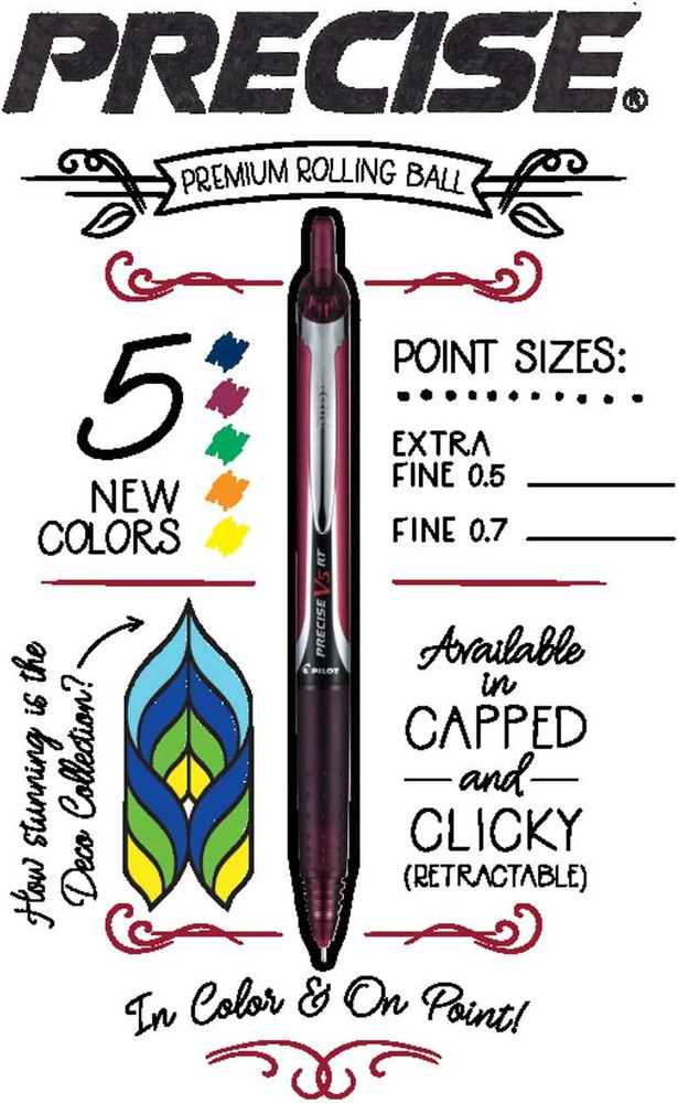 PILOT Precise V5 RT Refillable & Retractable Liquid Ink Rolling Ball Pens, Extra