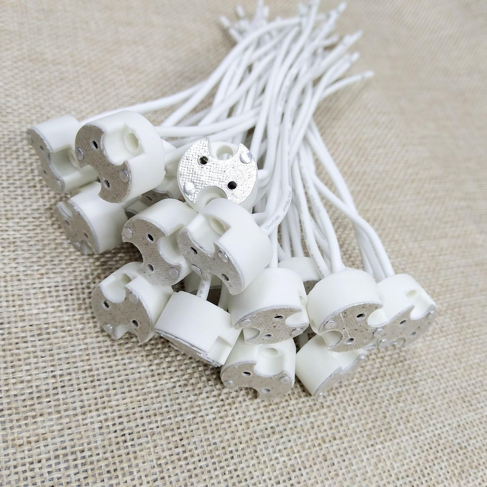 6 Pcs G8 Base Porcelain Halogen Socket G8 LED Light Bulb Ceramic Socket with 6"