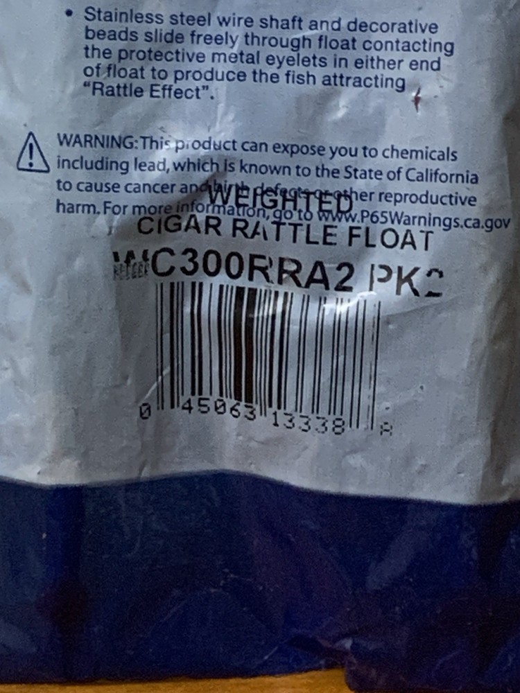 Comal Tackle Weighted Cigar Snap-On Reddi Rattle Float 2pc